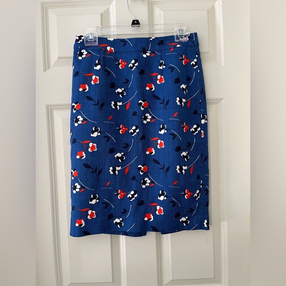 Women’s Boden Martha Pencil Skirt Floral Blue Red Pink White size 2